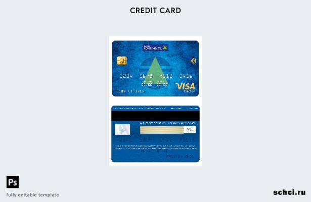 цифровая загрузка Парагвай Banco Continental S.A.E.C.A. Шаблон банковской карты 